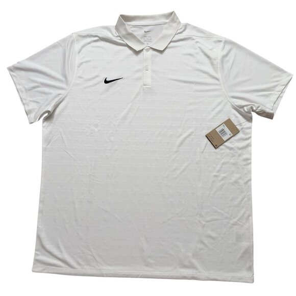 Nike Polo Shirt Mens 2XL Dri-Fit Coach Victory Golf Stretch White Striped NEW - Picture 1 of 6
